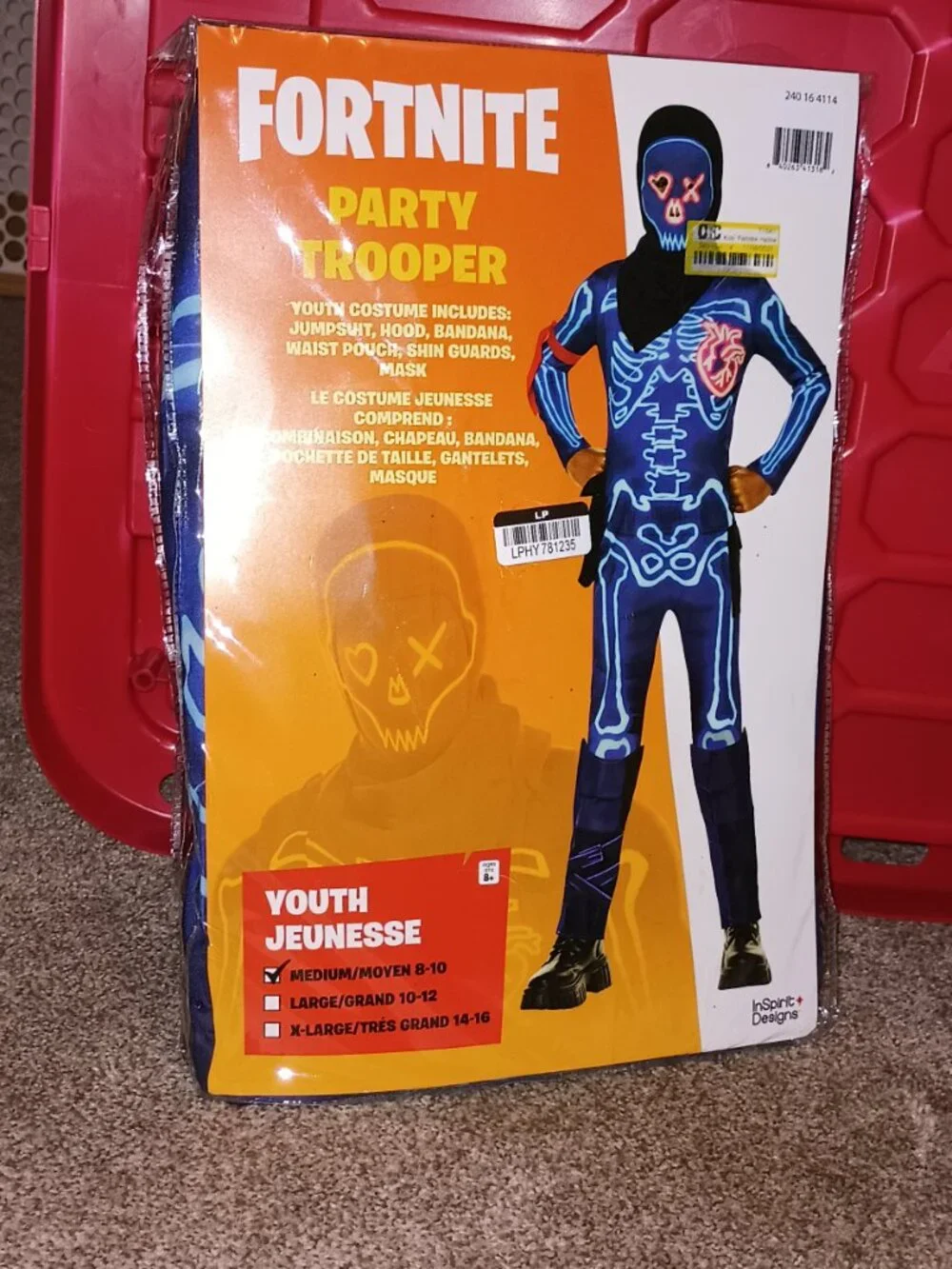 NEEW Boy's Fortnite Party Skull Trooper Costume Medium 8-10